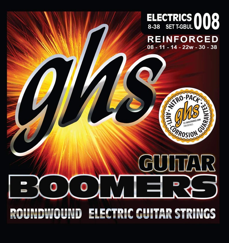 GHS Strings Guitar Boomers Electric Guitar Strings (T-GBUL Set),Gold, Ultra Light, 8-38 - Image 1
